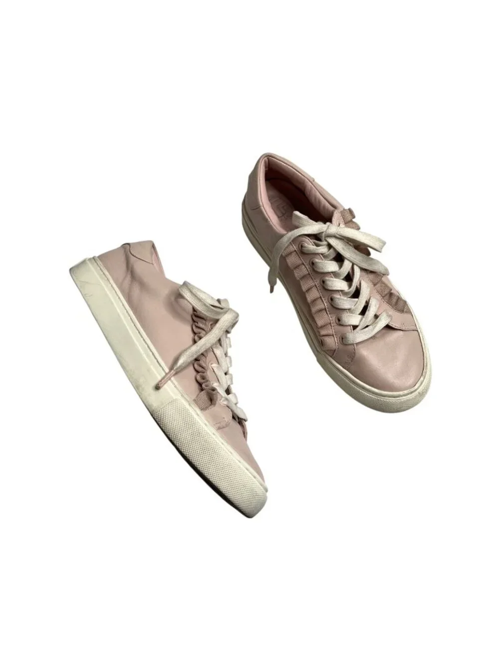 Tory Burch Sport Pink Leather Low-Top Ruffle Life Style Sneakers Womens Size 7.5 - Picture 1 of 8